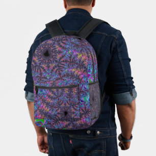 Groovy Boho Colourful Jewel Tone Fractal Art Printed Backpack