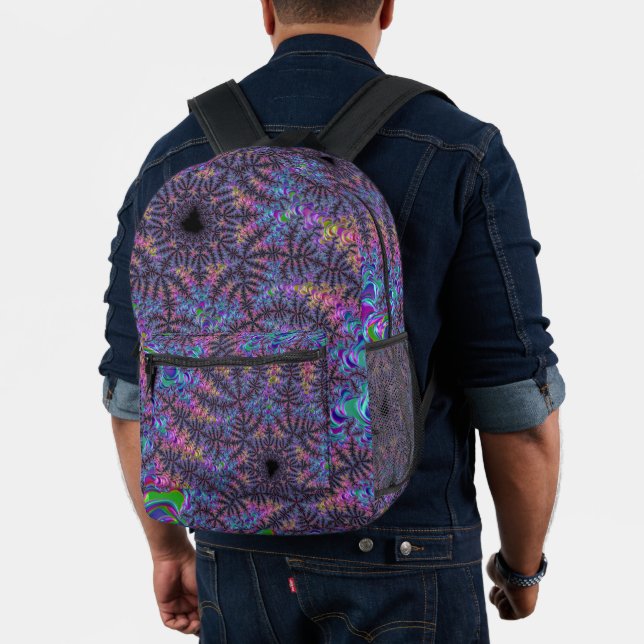 Groovy Boho Colourful Jewel Tone Fractal Art Printed Backpack (Insitu (Model))