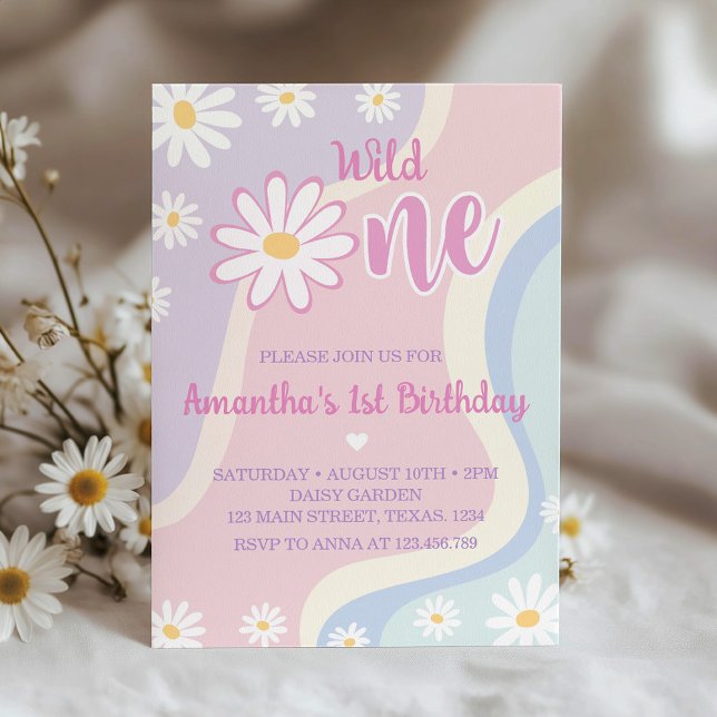 Groovy Boho Daisy 1st Birthday Invitation (Creator Uploaded)