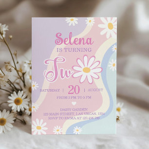 Groovy Boho Daisy 2nd Birthday Invitation