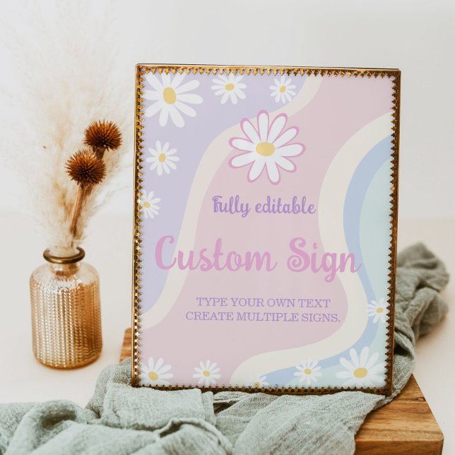Groovy Boho Daisy Birthday Party Table Sign (Creator Uploaded)