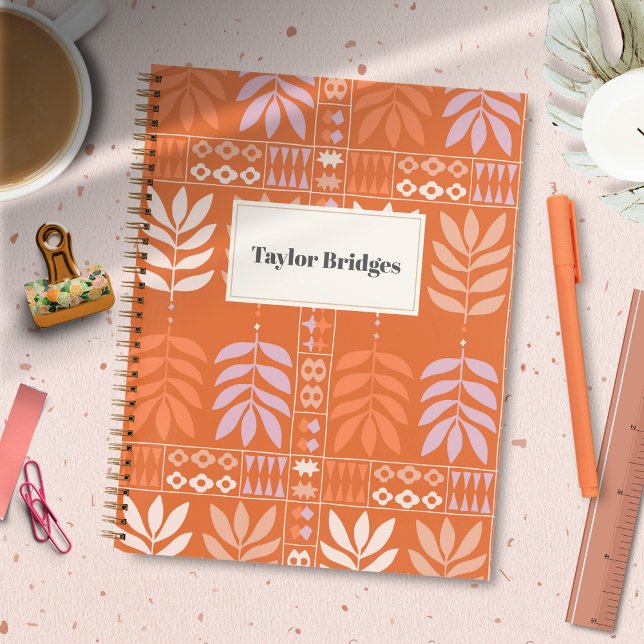 Groovy Boho Esthetic Leaves Pattern Notebook (Creator Uploaded)