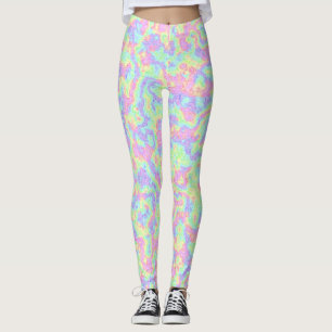 Groovy Boho Hippie Bright Pastel Rainbow Marble Leggings