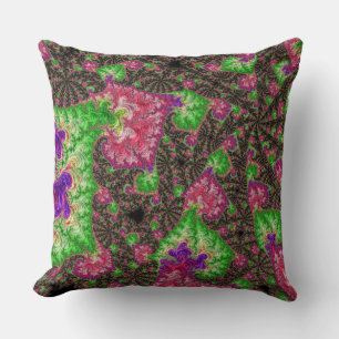 Groovy Boho Hippie Funky Spiral Fractal Art Cushion
