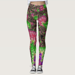 Groovy Boho Hippie Funky Spiral Fractal Art Leggings
