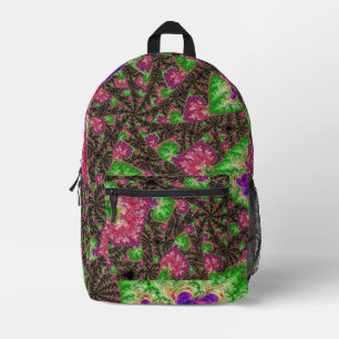 Groovy Boho Hippie Funky Spiral Fractal Art Printed Backpack