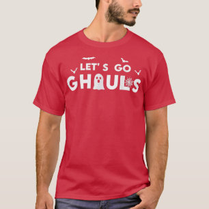 Groovy Boho Let's Go Ghouls Halloween Ghost, Bats T-Shirt