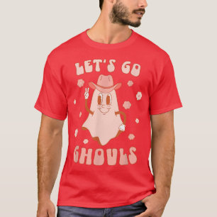Groovy Boho Lets Go Ghouls Halloween Ghost Retro C T-Shirt