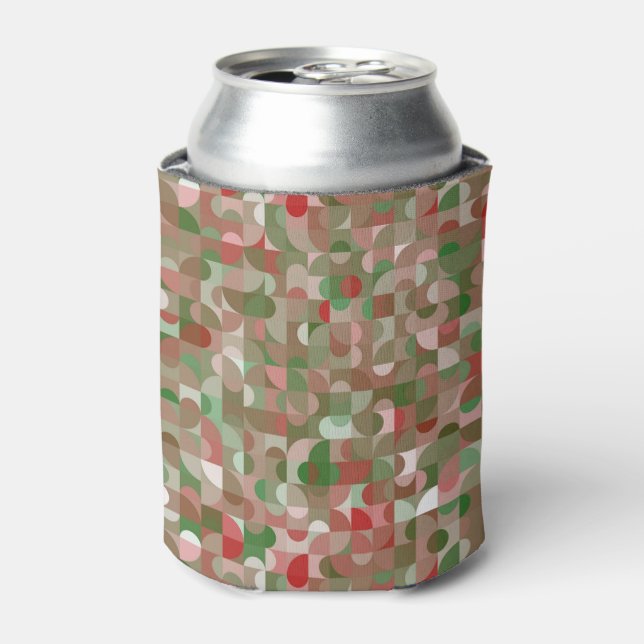 Groovy Boho Mod Retro Geometric Christmas Can Cool Can Cooler (Can Front)