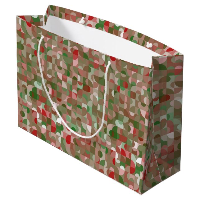 Groovy Boho Mod Retro Geometric Christmas Large Gi Gift Bag (Back Angled)