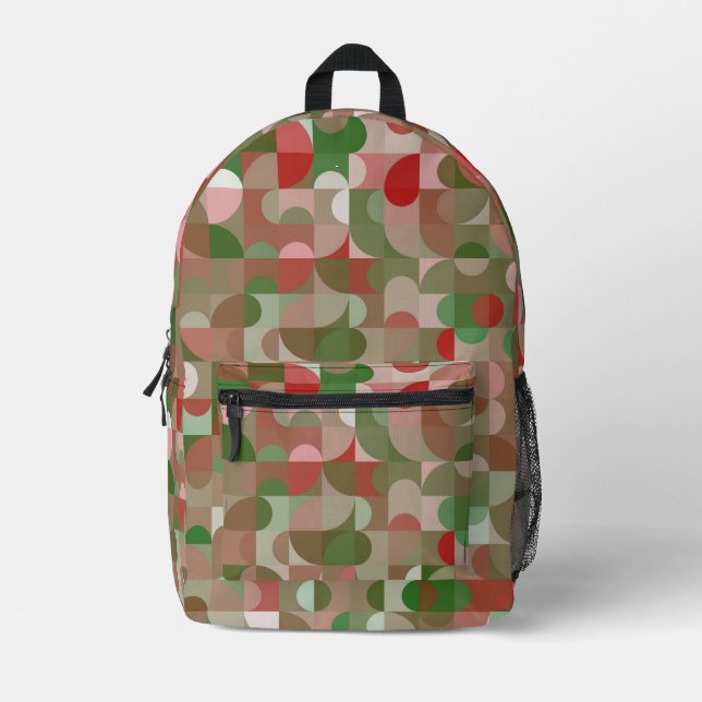 Groovy Boho Mod Retro Geometric Christmas Printed Backpack (Front)