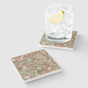 Groovy Boho Mod Retro Geometric Christmas Stone Coaster
