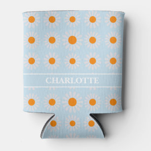 Groovy Boho Orange Blue Can Cooler