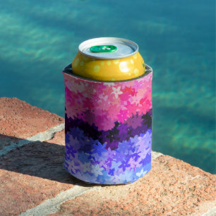 Groovy Boho Quirky Retro Floral Omnisexual Pride Can Cooler