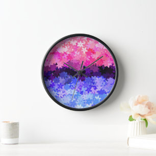 Groovy Boho Quirky Retro Floral Omnisexual Pride Clock