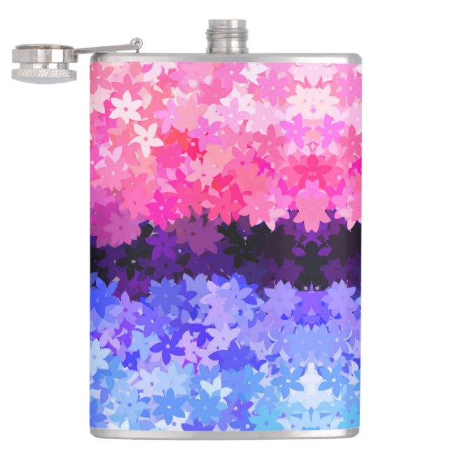 Groovy Boho Quirky Retro Floral Omnisexual Pride Hip Flask (Opened)