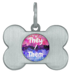 Groovy Boho Quirky Retro Floral Omnisexual Pride Pet ID Tag