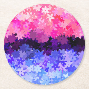 Groovy Boho Quirky Retro Floral Omnisexual Pride Round Paper Coaster