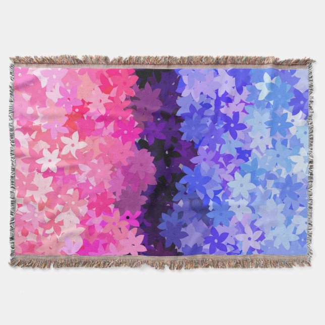 Groovy Boho Quirky Retro Floral Omnisexual Pride Throw Blanket (Front)