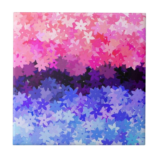 Groovy Boho Quirky Retro Floral Omnisexual Pride Tile (Front)