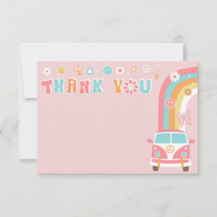 Groovy Boho Retro Birthday Thank You Cards
