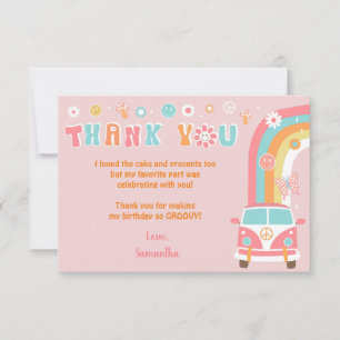 Groovy Boho Retro Birthday Thank You Cards