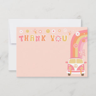 Groovy Boho Retro Birthday Thank You Cards