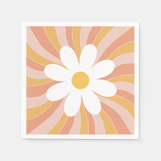 Groovy  Boho Retro Daisy Sunshine Napkin (Front)