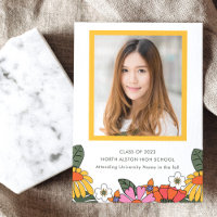 Groovy Boho Retro Flower Photo Graduation Party