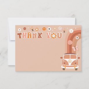 Groovy Boho Retro Hippie Thank You Notes Cards