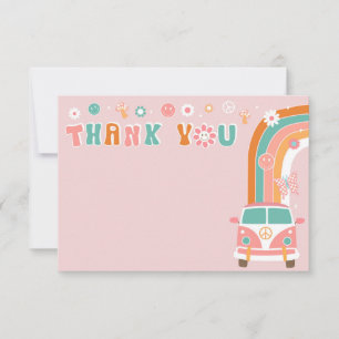Groovy Boho Retro Hippie Thank You Notes Cards