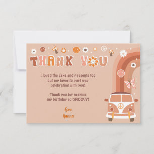 Groovy Boho Retro Hippie Thank You Notes Cards