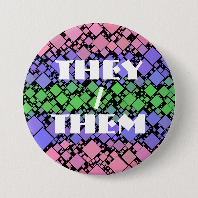 Groovy Boho Retro Mod Geometric Trigender Pride 7.5 Cm Round Badge (Front)