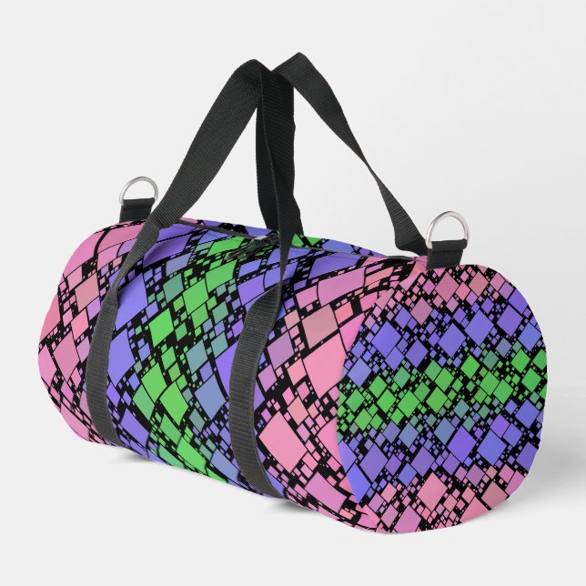 Groovy Boho Retro Mod Geometric Trigender Pride Duffle Bag (Left Corner)