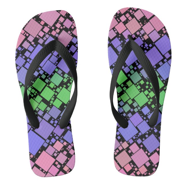 Groovy Boho Retro Mod Geometric Trigender Pride Flip Flops (Footbed)