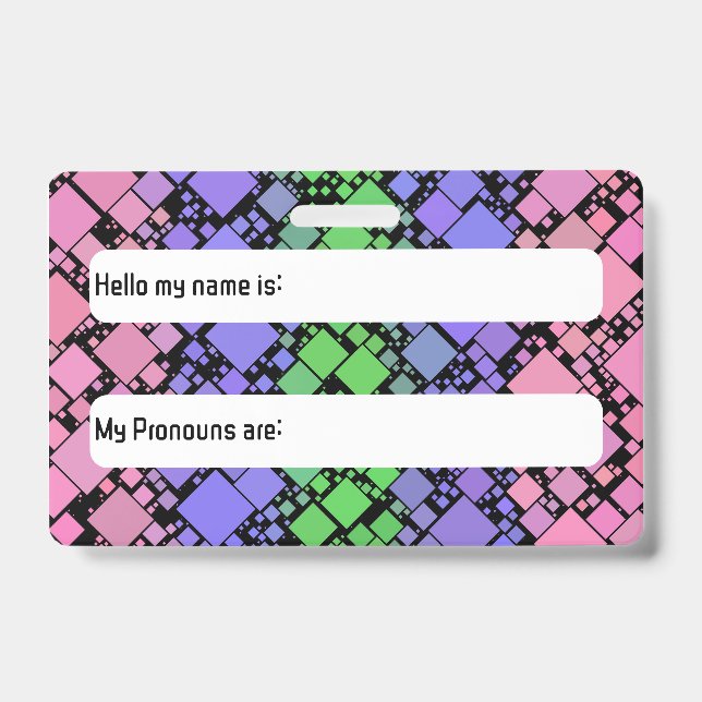 Groovy Boho Retro Mod Geometric Trigender Pride ID Badge (Front)