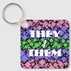 Groovy Boho Retro Mod Geometric Trigender Pride Key Ring