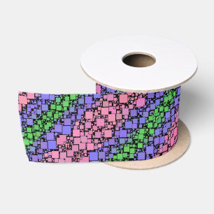 Groovy Boho Retro Mod Geometric Trigender Pride Satin Ribbon