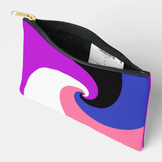 Groovy Boho Spiral Abstract Genderfluid Pride Flag Accessory Pouch (Open)