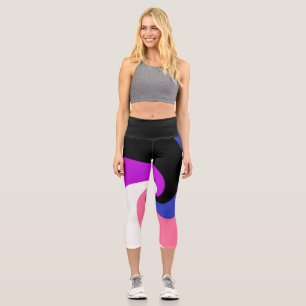 Groovy Boho Spiral Abstract Genderfluid Pride Flag Capri Leggings