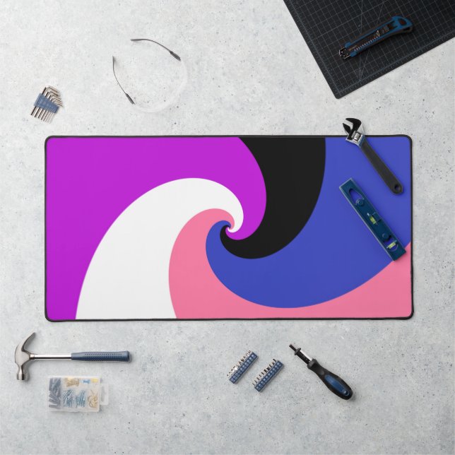 Groovy Boho Spiral Abstract Genderfluid Pride Flag Desk Mat (Workstation)