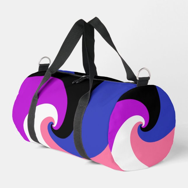 Groovy Boho Spiral Abstract Genderfluid Pride Flag Duffle Bag (Left Corner)