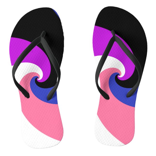 Groovy Boho Spiral Abstract Genderfluid Pride Flag Flip Flops (Footbed)