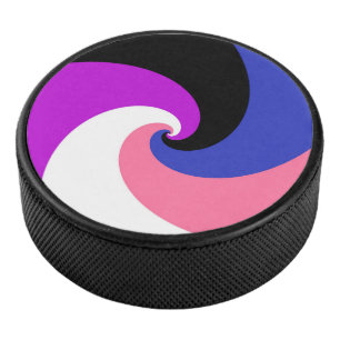 Groovy Boho Spiral Abstract Genderfluid Pride Flag Hockey Puck