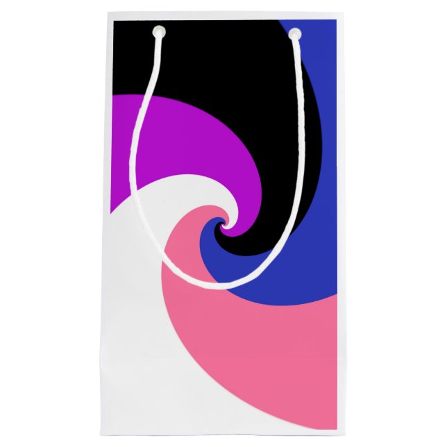 Groovy Boho Spiral Abstract Genderfluid Pride Flag Small Gift Bag (Front)