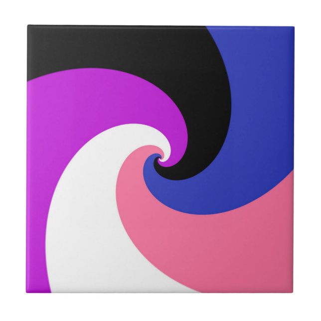 Groovy Boho Spiral Abstract Genderfluid Pride Flag Tile (Front)