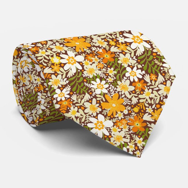 Groovy Boho Spring Blooms Neck Tie (Rolled)