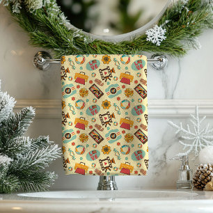 Groovy Boho Towel Retro Swirls for Your Spa