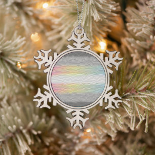Groovy Boho Trippy Abstract Demifluid Pride Flag Snowflake Pewter Christmas Ornament