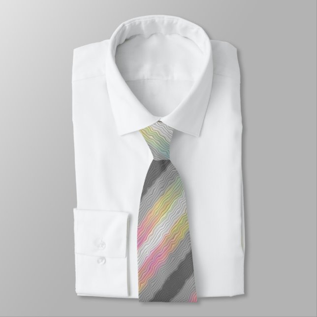 Groovy Boho Trippy Abstract Demifluid Pride Flag Tie (Tied)